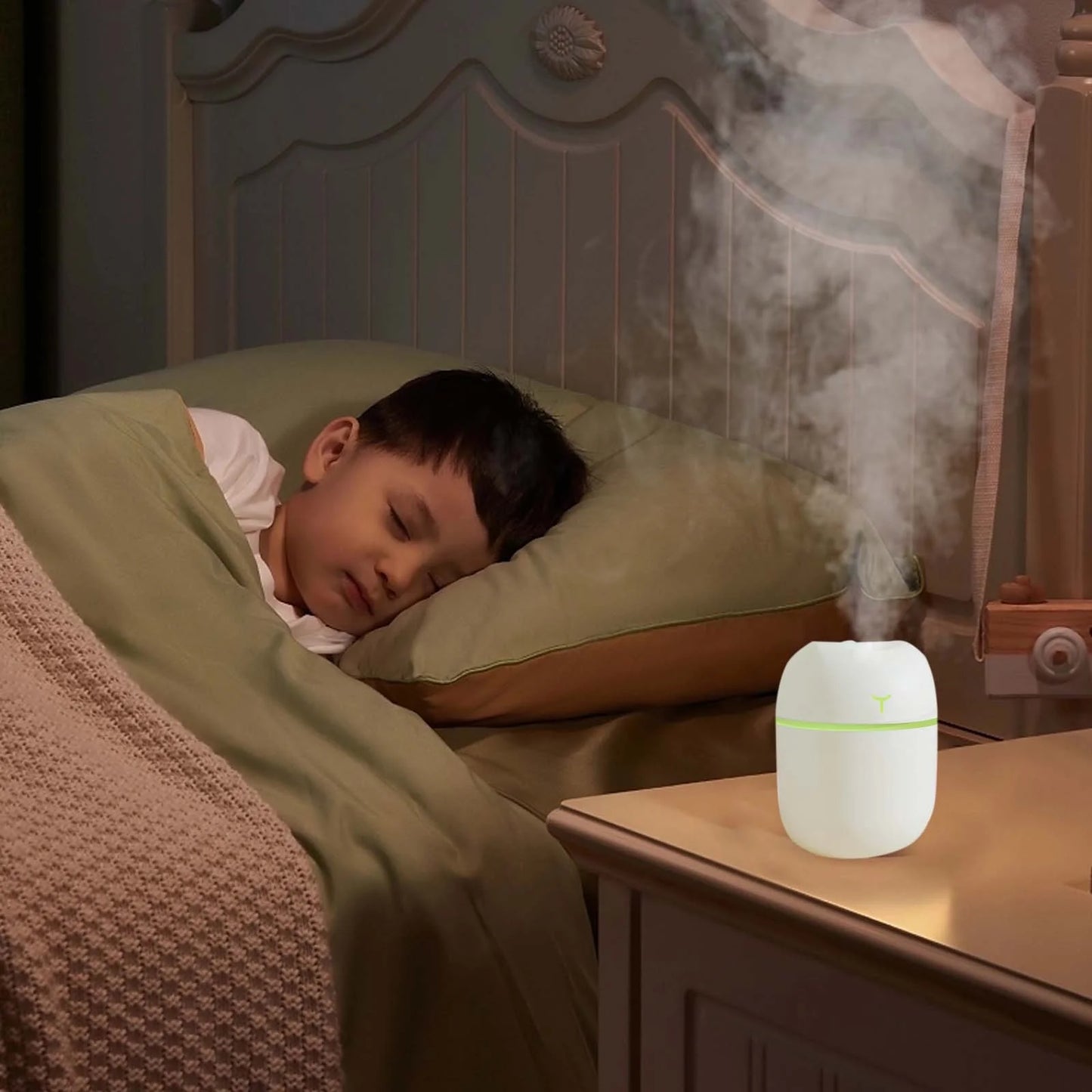 220Ml Mini Humidifier, Cool Mist Humidifier for Bedroom Office, Quiet Humidifiers for Babies Nursery & Whole House, 2 Modes, Home Person Care Essential