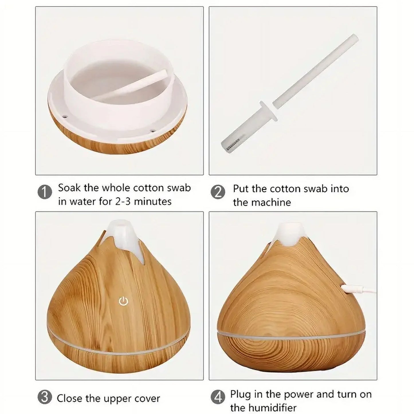 Portable Diffuser Humidifier,Diffusers for Essential Oils,350Ml,Deep Wood Grain