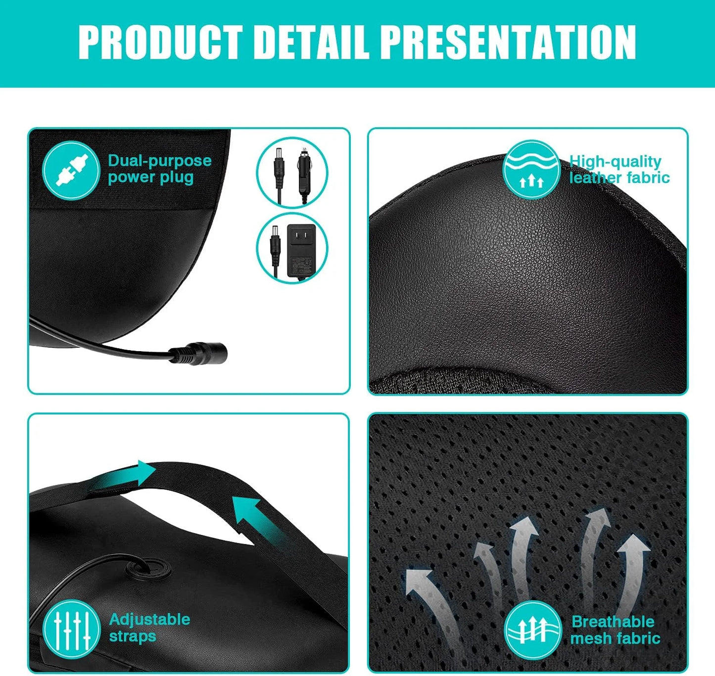 Shiatsu Back and Neck Massager with Heat, Deep Tisctric Massage Pillow for Back,Shoulders,Legs,Foot,Body Musclesue Kneading, Ele