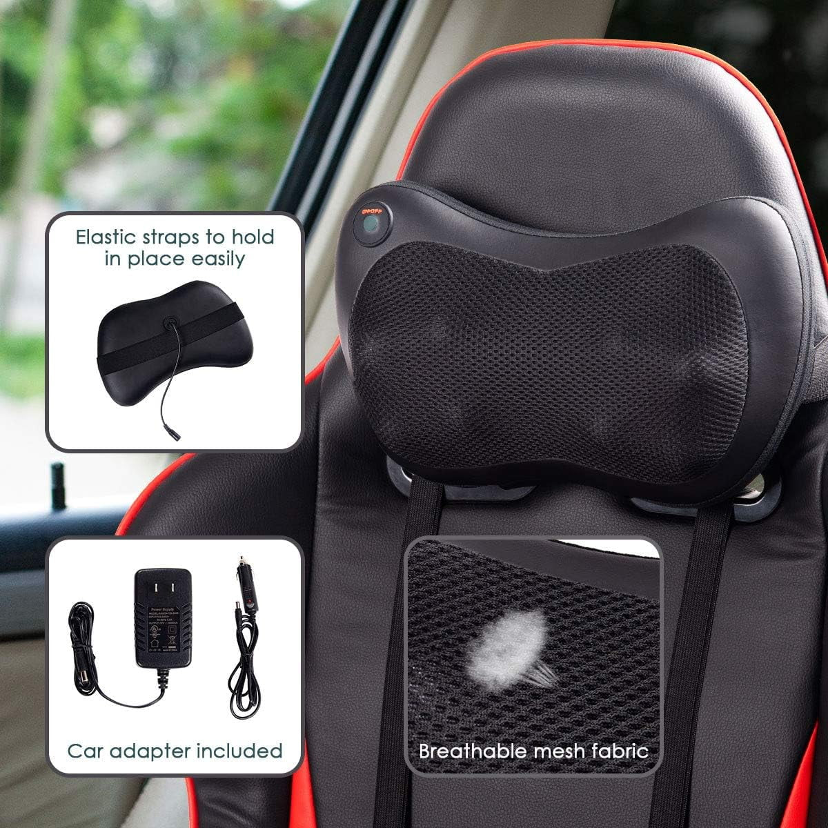 Shiatsu Back and Neck Massager with Heat, Deep Tisctric Massage Pillow for Back,Shoulders,Legs,Foot,Body Musclesue Kneading, Ele