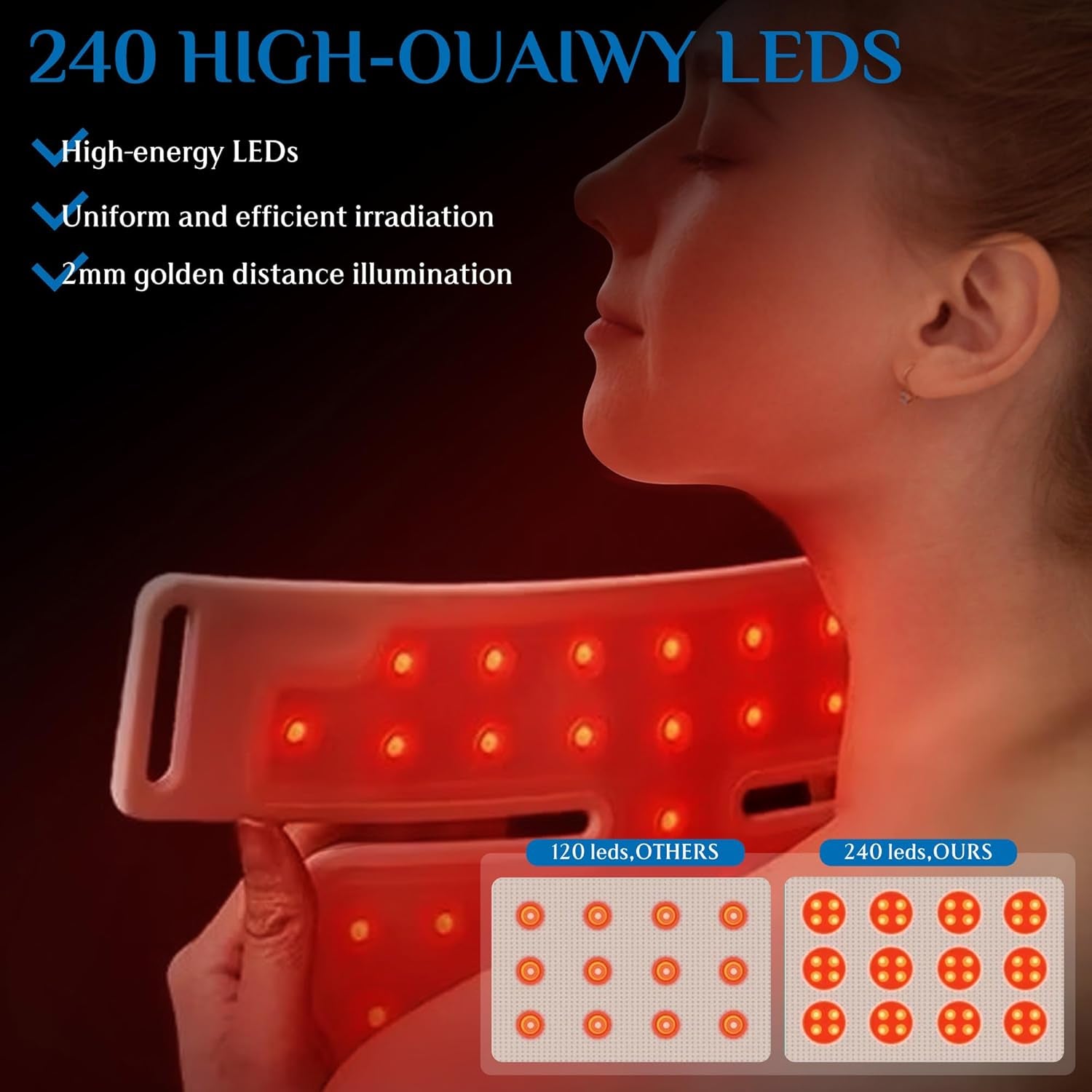 Red Light Therapy for Neck & Décolleté, 7 Colors Led Light Therapy for Face, Wireless, Portable and Rechargeable Skin Care Mask for Neck[Bneck]