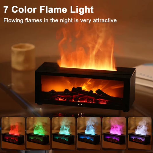 Fireplace Aroma Essential Oil Diffuser Colorful Flame Air Humidifier with Timer Remote for Home Bedroom Office Festival Gifts