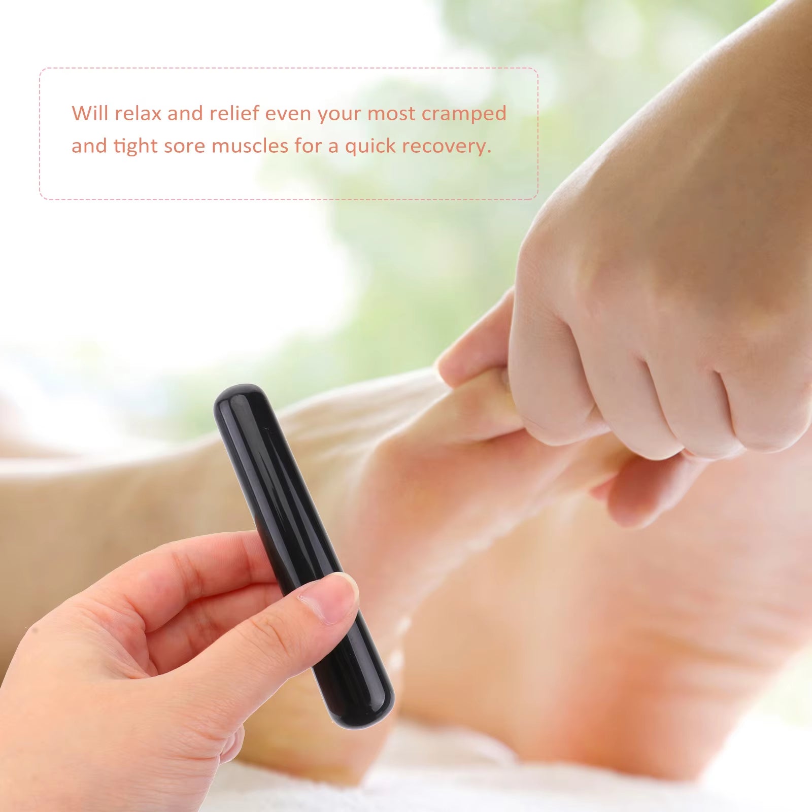 Black Acupuncture Stick Massage Tool Massaging Horn Trigger Point Massager Foot Massager Obsidian Therapy Treatment Stick Muscle