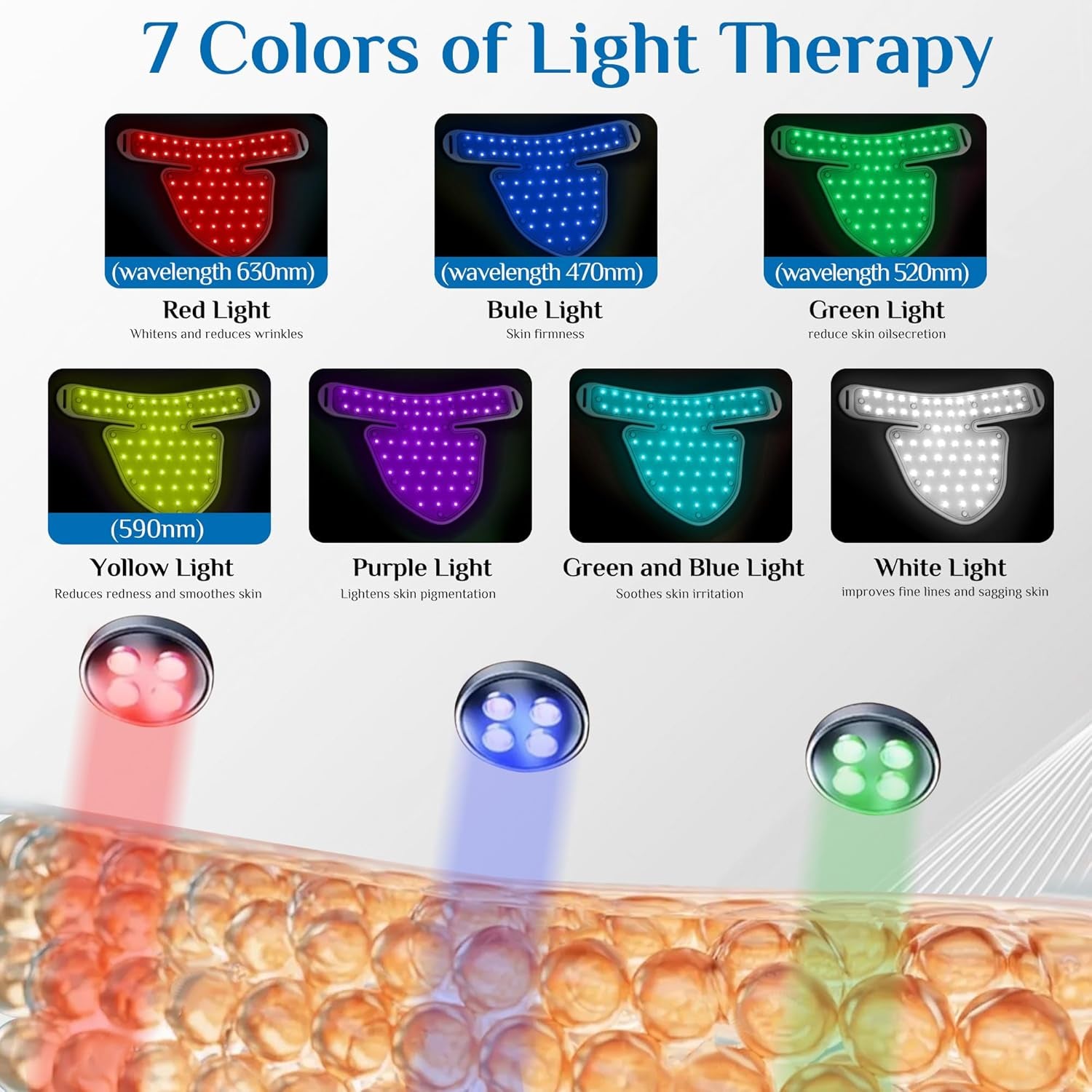 Red Light Therapy for Neck & Décolleté, 7 Colors Led Light Therapy for Face, Wireless, Portable and Rechargeable Skin Care Mask for Neck[Bneck]