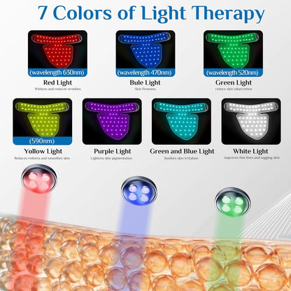 Red Light Therapy for Neck & Décolleté, 7 Colors Led Light Therapy for Face, Wireless, Portable and Rechargeable Skin Care Mask for Neck[Bneck]