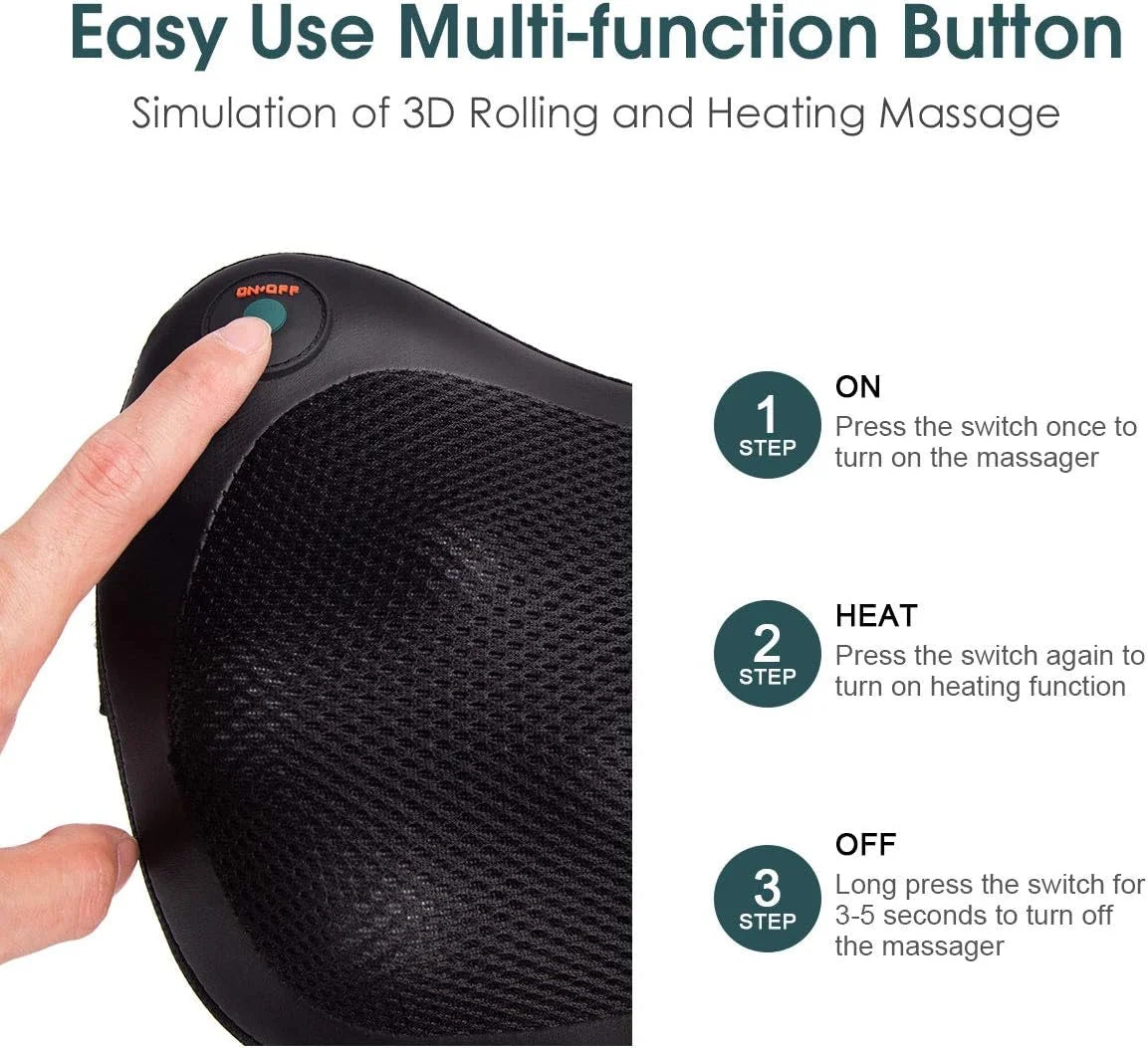 Shiatsu Back and Neck Massager with Heat, Deep Tisctric Massage Pillow for Back,Shoulders,Legs,Foot,Body Musclesue Kneading, Ele