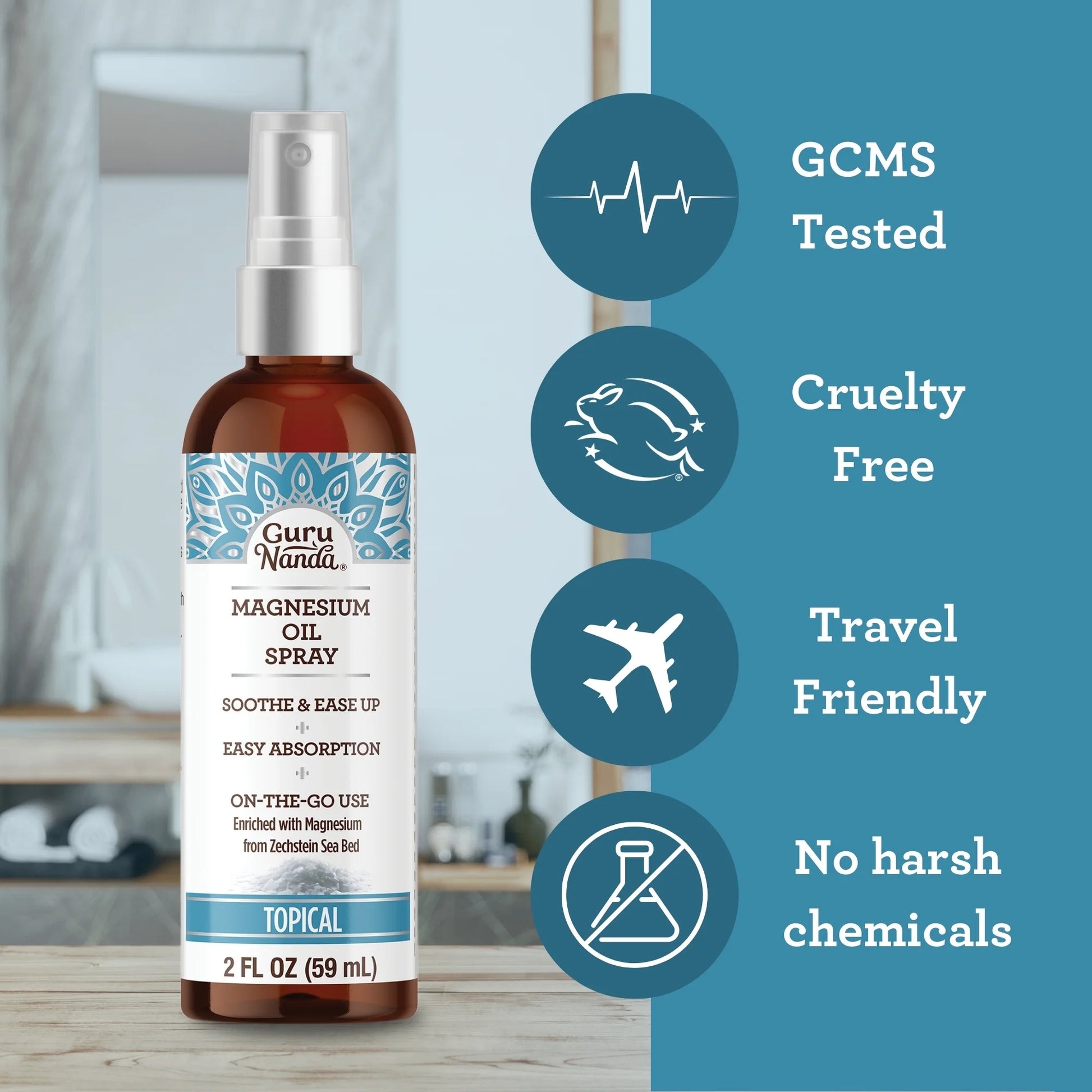Magnesium Oil Spray Supplement - Muscle Relief & Soothing - Quick Absorbing- 2Oz