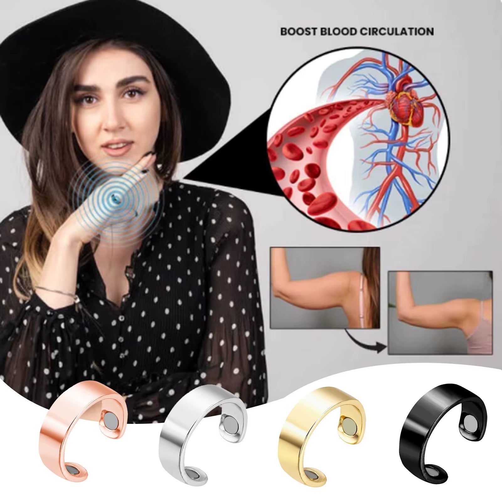 Open Magnet Ring Multifunctional Pain Relief Improve Blood Circulation Health Care Ring Jewelry Women Men anti Snoring Device