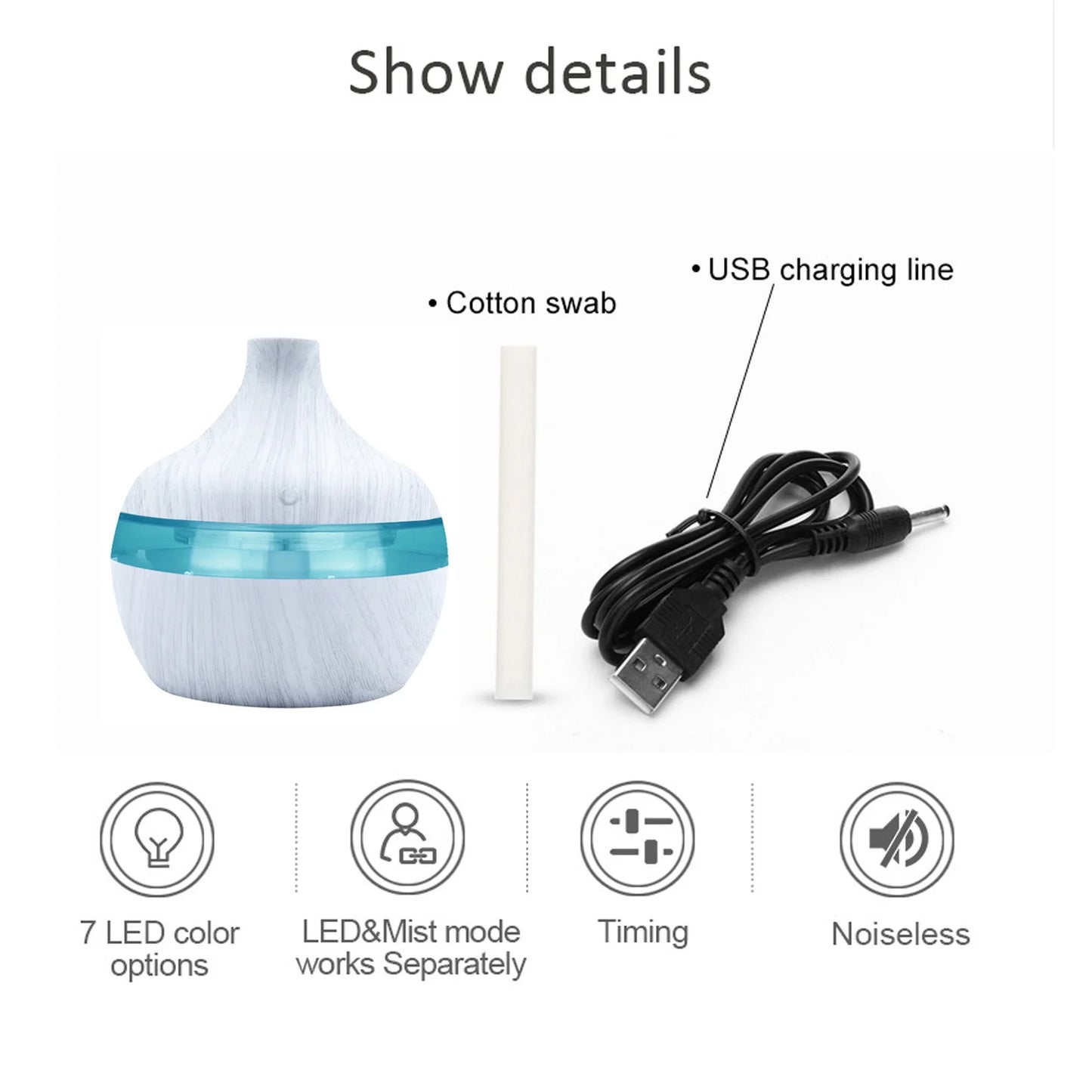 5V Wood Grain Household Humidifier Colorful Aromatherapy Machine USB Humidifier Vehicle Mounted Atomizer Humidifying Stick on Clearance