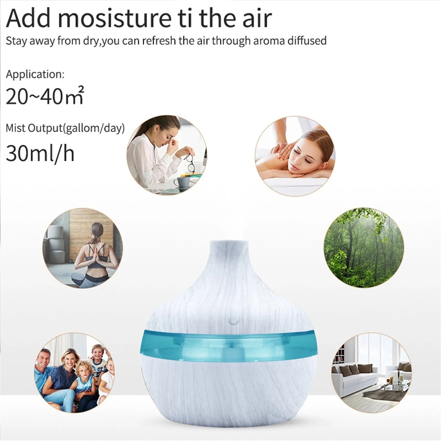 5V Wood Grain Household Humidifier Colorful Aromatherapy Machine USB Humidifier Vehicle Mounted Atomizer Humidifying Stick on Clearance